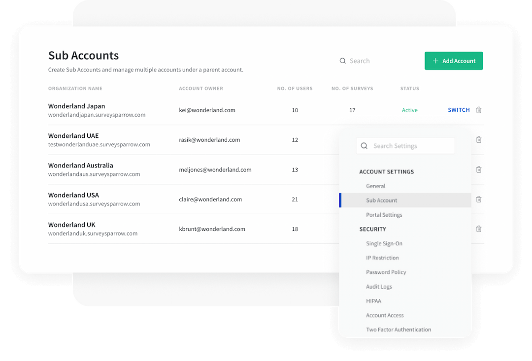 Unified account management Unified account management