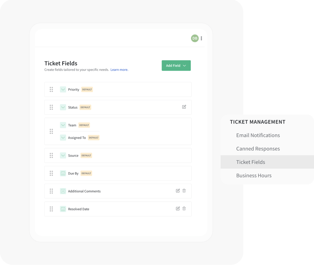 Customizable ticket fields Customizable ticket fields